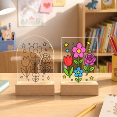 [홈퍼니]DIY 아크릴 무드등 만들기 UV인쇄 완성도안 9종 어린이집 유치원 초등학교 [1-1]유선USB형 아치형 미니, [6]꽃