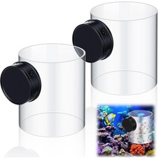 비버 2개 자석 어항 공급기 수족관 액세서리용 아크릴 어류 사료 공급 링 펠릿 냉동 플레이크 또는 냉동 건조 식품에 적합합니다, 2개의 자석 어항 공급기 수조 액세서리용 아크릴 먹이