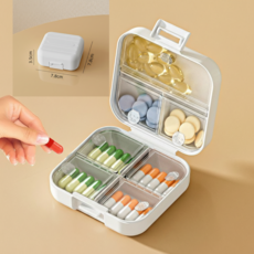 크로앤 휴대용 일주일 요일별 알약 화이트 케이스, 1개, 우유 화이트