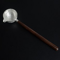 茶勺 純錫煮茶分茶器 黑檀木柄勺子 錘目紋側把長柄 茶舀水勺, 1個, 純錫茶勺 無飾品, N/A