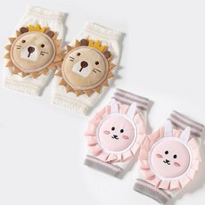 嬰兒爬行護膝蓋兒童防摔學走路寶寶爬行護膝夏季護肘加厚學步薄款, 粉小兔+小老虎（0-3歲）-2雙裝, 1個