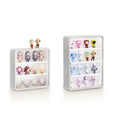 HONG JIN 宏晉 壁掛收納盒 免鑽孔防塵公仔收納盒 透明展示盒 磁吸拉門壁掛公仔收納, 1個, [需組裝]白色-三層(超取最多5個)