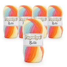 SEVY 菲利普纖維 木瓜蠟染印花線 100g x 5入, 12 彩虹