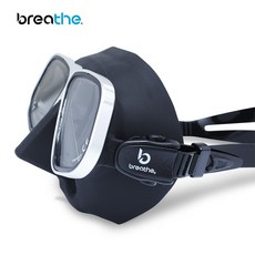breathe 潛水面鏡，舒適貼合，低容積設計，鋼化玻璃鏡片，多色可選, 黑銀