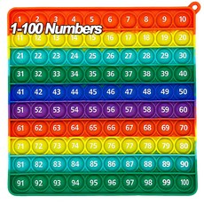 新品優選 6.8 英寸(17.3 厘米)1-100 數字計數 Fidget Pop 玩具文具數學遊戲活動 蒙臺梭利教育, 1個, S 1-100 彩虹