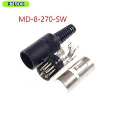 DIN 수 플러그 헤더 262 270 도 와이어 납땜 원형 푸시 풀 전원 커넥터 가공 접점 플라스틱 쉘 하우징 8 핀, [06] 100개 세트, [02] 270 Degree