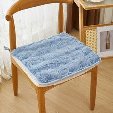 해피유통 겨울 인조털 방석 따뜻한 의자 쿠션 푹신한 가짜 토끼털 디자인 의자방석, 40*40센티미터., 블루
