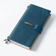 Fromthereon 여행자 노트 레트로 가죽 노트 순수 핸드메이드 미친 말 가죽 플래너 소가죽 일기 저널, 09 Standard Blue