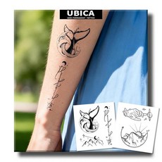 UBICA 반영구 타투 여성용 사실적인 임시 2장 손목 팔 발목을 위한 가짜 타투 방수 반사 없음 1-2주 지속 (크로스 로즈 & 문 플라워 디자인), UBICA 반영구 타투, 여성 남성 성인용 현실적인 임