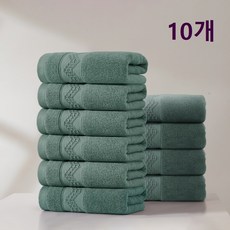 록신 가정용 수건 세면타월 100g 30수 코마사 10종세트 고급수건 빠른 건조 타올 먼지없는수건, 1세트, 그린