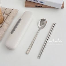 Codola 現貨 304不鏽鋼餐具組 環保餐具 湯匙 筷子 便攜餐具組 不鏽鋼餐具 旅行餐具, 餐具組｜白灰色, 1個