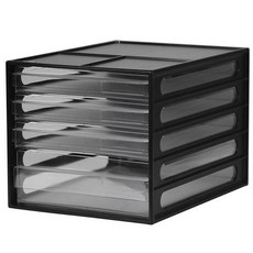 透明抽屜式文件收納盒 桌面空間擴展 簡約時尚設計, DD-1213經典黑, 4層