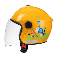 전동 스쿠터 경량 자전거 오토바이용 통기성 좋은 여름용 반모 바이크 헬멧 안전 보호장비, 1개, 1_3C인증 사계절 노랑 공룡