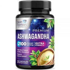 Ashwagandha 보충제 - 여성 및 남성용 2100mg Ashwagandha 캡슐 천연 항산화 지원 아슈와 뿌리 추출물 흑후추로 강력한 진정 지원 비건 및 글루텐, Ashwagandha 보충제 - 여성 및 남성용 210