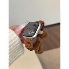 适用苹果手表 弹力女, 凯蒂蝴蝶结发圈-巧克力色（仅表带）,38/40/41/42（S10)mm