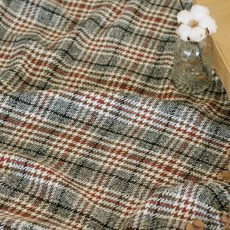 CRT 038 탐나요 도톰한 선염 체크 트위드 원단 하운드 패턴 패브릭 천, 1개, 브라운레드