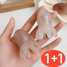 1+1 GF 만능 두피 마사지 문어 괄사 경락 지압, 베이비 핑크, 1개
