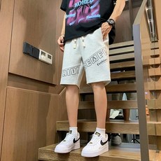 夏季抽繩運動寬鬆學生大童青少年薄款休閒五分沙灘褲