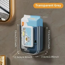 큰 입구와 강한 내하력을 갖춘 욕실 비천공 벽걸이형 물티슈 보관함, 색상: 1. Transparent Grey ll