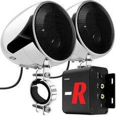 증폭기 FM 라디오 볼륨 조절 ATV UTV 호환이 가능한 GoHawk모터사이클 스피커 블루투스 방수 라디오 오디오 시스템, Chrome