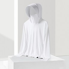 釣友俱樂部 UPF50+ 冰絲釣魚防曬衣 男女款 超薄透氣釣魚外套 防紫外線, 男款-玉石白,L, 1個