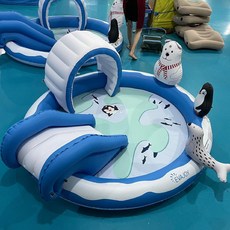 어린이 수영장 미끄럼틀 놀이방 풀장 실내 물놀이 신생아 목욕 베란다 유아 접이식 목튜브, 1개