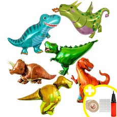 공룡풍선 파티용품 대형 공룡 은박풍선 6종 파티커튼 생일파티 용품 세트 인생샷 포토존 연출템 8옵션 [에브리띵스마일] 1213, 1세트, 라지믹스 풍선