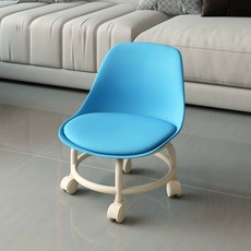 좌식 의자 투명 등받이 접이식 바퀴 아크릴 작업용 체어, 1개, 블루 등받이 플라스틱 바퀴