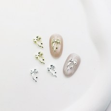 볼륨 리본 네일파츠 2종 (5개입) 젤네일아트 메탈, 골드 (5개입), 1개, 골드 (5개입)