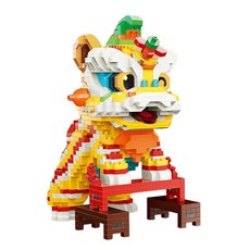 YKO 舞獅積木玩具，益智拼裝積木，培養創造力與空間感, 黃色, 1個