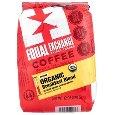 Equal Exchange 유기농 커피 브랙퍼스트 블렌드 분쇄 미디엄 & 프렌치 로스트 340g 1팩, 그라운드 (커피)