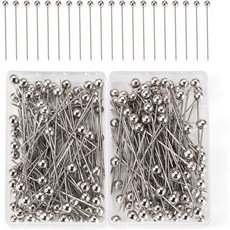 패브릭 스테인리스 스틸 볼 헤드용 재봉 핀 200개 드레스메이커 DIY 공예 보석 제작용 원형 헤드 퀼팅 1.46인치 스트레이트 4mm 색상, Stainless Steel Color