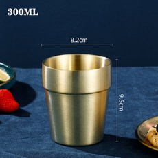 304 스테인레스 스틸 맥주 머그잔 물컵 스케일링 낙하 방지 레스토랑 차 컵 커피, As shown, Cup B gold 300ml, 1개