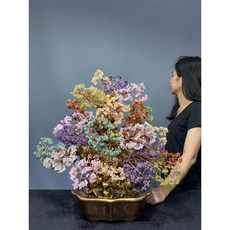 手工水晶花樹盆栽七彩寶石招財風水裝飾藝術品, 五色