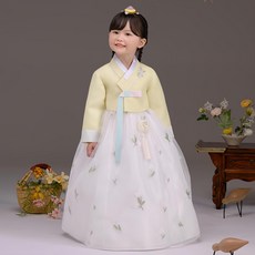 TheyeHanbok 女童款黃色繡球韓服套裝 60008