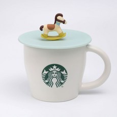 아이크빈 실리콘 컵뚜껑 머그리드, 1개, 목마-민트