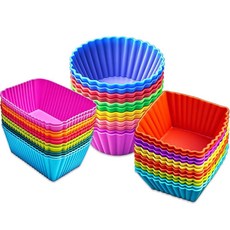 36팩 실리콘 컵케이크 라이너 머핀 베이킹 컵 재사용 가능한 논스틱 케이크 몰드 세트 도시락 상자 칸막이 액세서리
