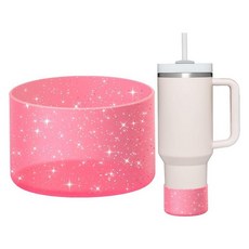 WUQID 보호용 블링 실리콘 부츠 슬리브 Stanley 텀블러 591.5~1.2L(20~40온스) 및 하이드로 플라스크 병 354.9ml(12온스~24온스)와 호환 글리터, 투명 블링 핑크