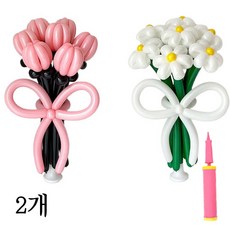 풍선꽃다발 DIY 파티 장식 용품 만들기 손펌프 세트, 1개, 블랙핑크+그린화이트