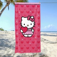 산리오 하트 비치 타월 폴리에스터 가볍고 빠르게 건조되는 수영 여행 캠핑 서핑용