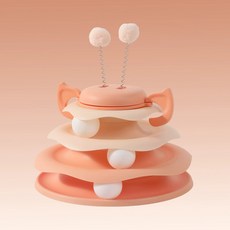 《小日子家居館》爆款貓咪玩具 新款冰淇淋軌道遊樂盤 逗貓自嗨解悶神器 轉盤小貓玩具, 小豬款-胭脂粉,Opp袋裝, 1個