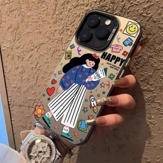 桃園出貨-快樂時光熊適用蘋果16pm卡通15/14/13/12鐳射大孔11鐳射彩銀7硬殻, 1個, 鐳射彩銀-紅色-SK442快樂時光,iPhone 15