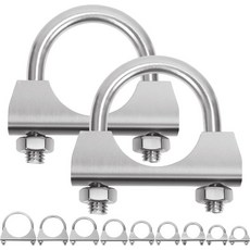 Swpeet 2Pc 아연 도금 1-3/8인치 - 35mm 배기 U 클램프 키트 머플러 U-볼트 클램프 범용 헤비 듀티 팁 파이프 연결에 이상적임, 1-3/8"