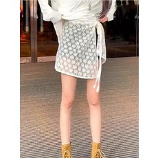 상의에 레이어드 하는 밴딩 레이스 랩스타일 힙커버, 2. 블랙, FREE