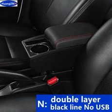 닛산 March Micra K13 MK4 IV 팔걸이 상자 써니 자동차 보관함 인터페이스 센터 콘솔 암 2010-2022, 07 N1 red line No USB