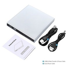 USB 2.0 외부 DVD 플레이어 CD 드라이브 Mp3 음악 영화 Windows 7/8/10 노트북 데스크탑 PC 컴퓨터 용 휴대용 리더, 01 Silver, 01 Silver