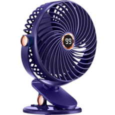 夾子風扇 USB充電式靜音風扇 掛夾立三用, 【粉色】電量顯示+720度旋轉