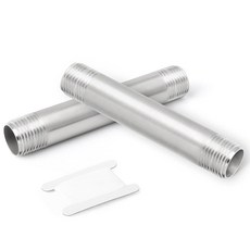 GORAGUCHI 304 스테인리스 스틸 파이프 피팅 2개 2.5cm(1인치) NPT 수 15.2cm(6인치) 길이 니플 캐스트 나사산 물/오일/공기/연료용, 6"(150MM）Length, 6"(150MM）Length