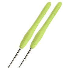코바늘 뜨개질 크로셰 바늘 2Pcs 사이즈 H / 5.0mm 후크 관절염 및 초보자를 위한 인체공학적 엑스트라 롱 매끄럽고 편안함, 1.5mm