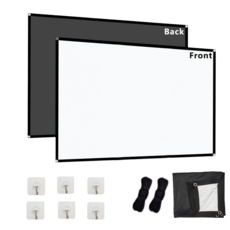 VEIDADZ 가정용 주름방지 고밀도 폴리에스터 빔프로젝터 스크린 휴대용 흑색 배면층, 60형, 16:9